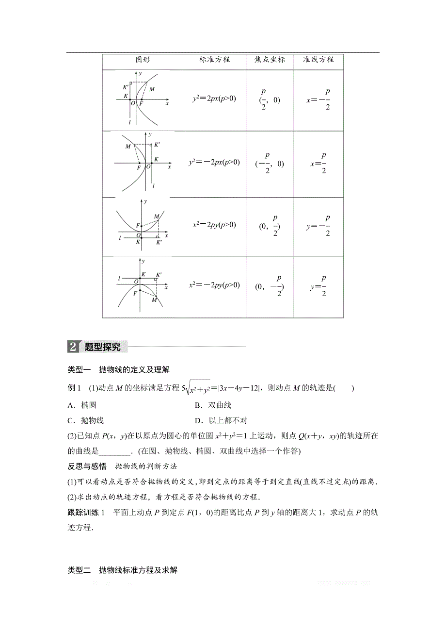 2018版高中数学人教B版选修2-1学案：2.4.1 抛物线的标准方程 _第2页