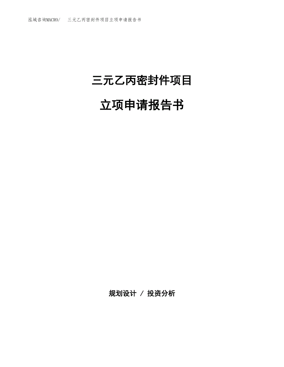 三元乙丙密封件项目立项申请报告书（总投资10000万元）_第1页