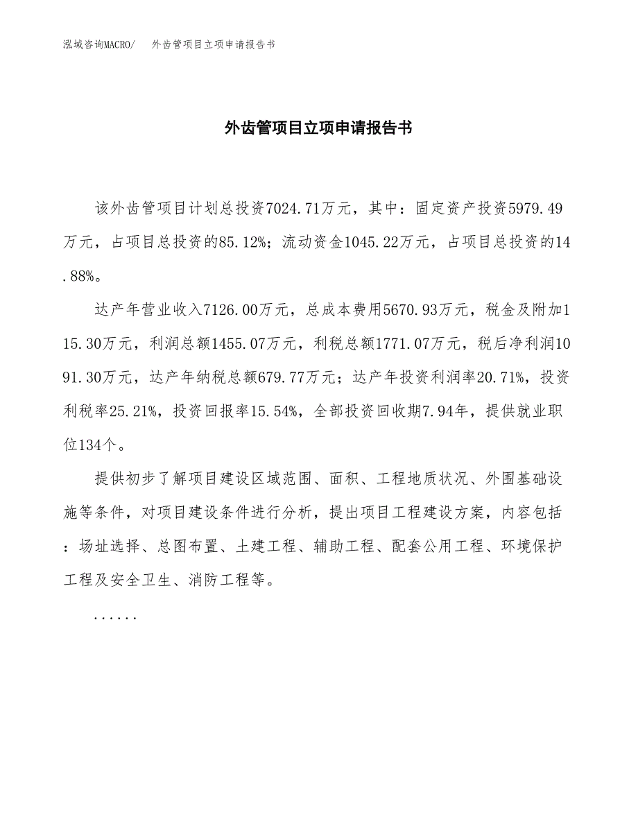 外齿管项目立项申请报告书（总投资7000万元）_第2页