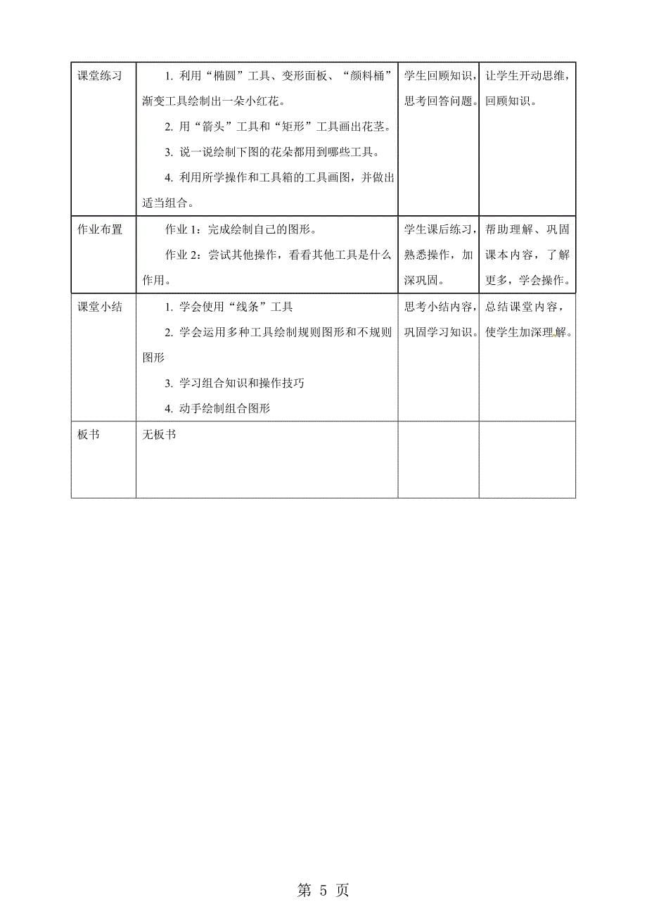 六年级上册信息技术教学设计第2课 快乐绘图绘图工具的使用∣粤教版_第5页