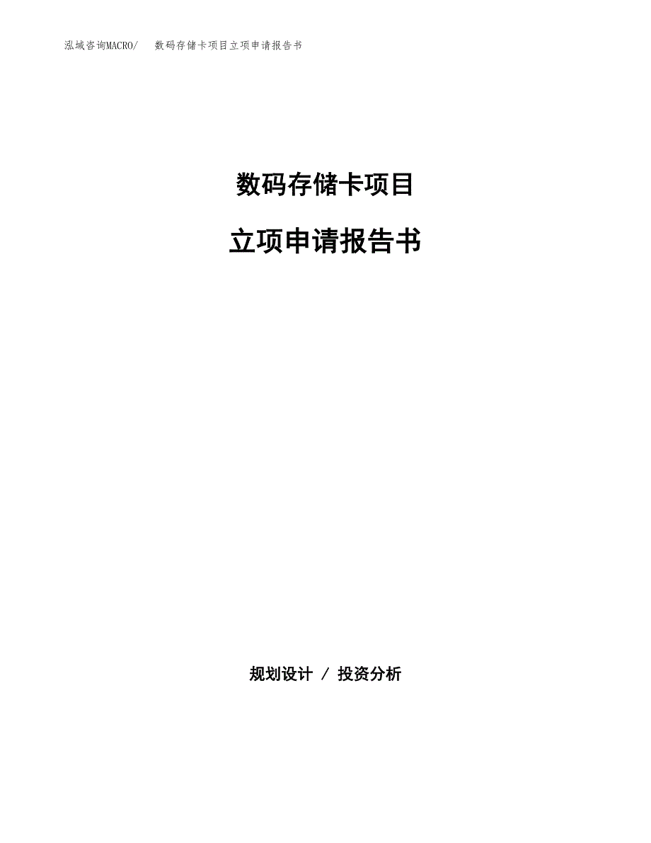 数码存储卡项目立项申请报告书（总投资12000万元）_第1页