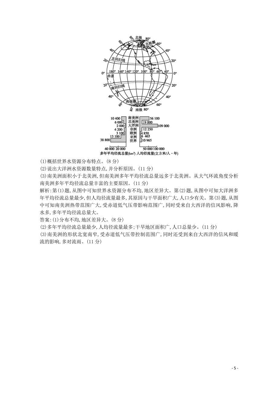 2020版高考地理总复习 第四章 自然环境对人类活动的影响 第3课时 自然资源与人类活动和自然灾害对人类的危害练习（含解析）湘教版_第5页