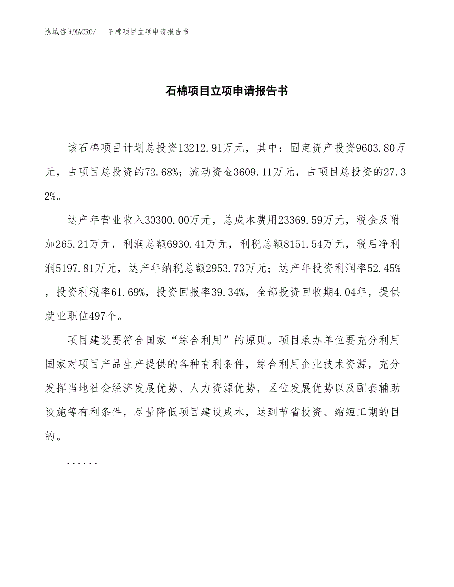 石棉项目立项申请报告书（总投资13000万元）_第2页