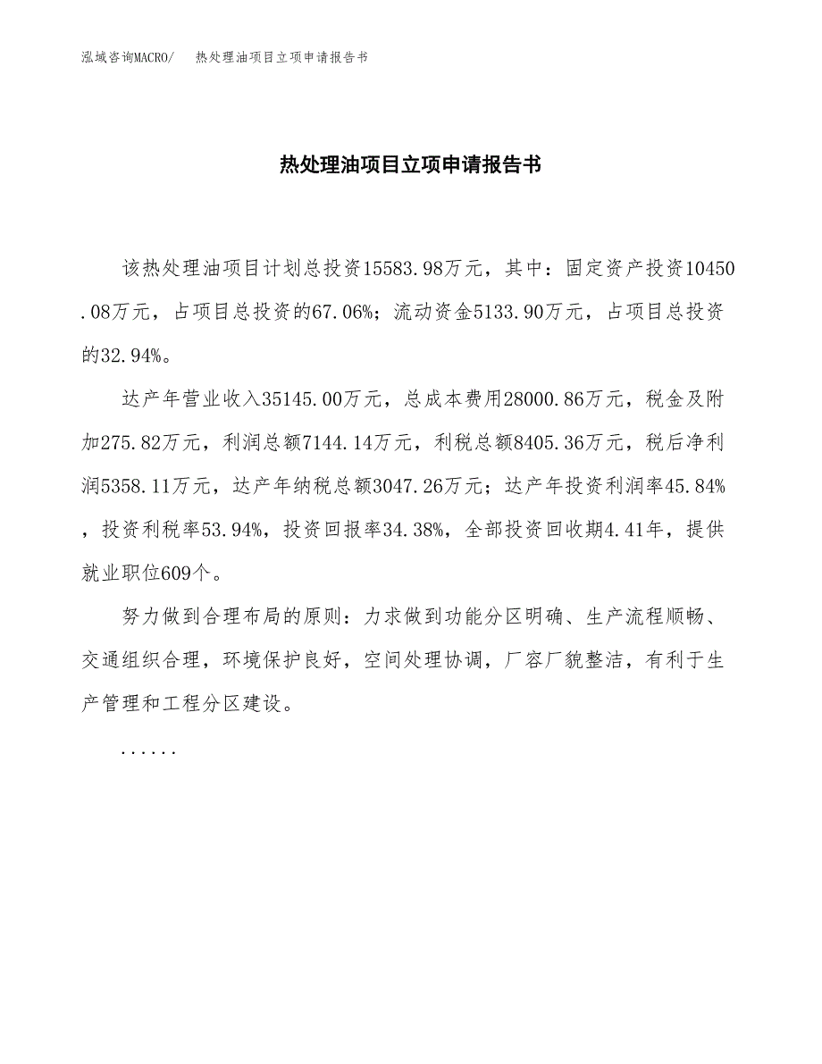 热处理油项目立项申请报告书（总投资16000万元）_第2页