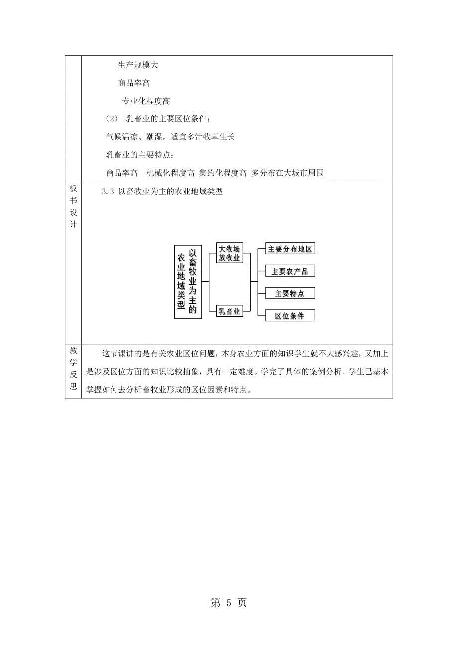 人教版高一地理必修2 3.3以畜牧业为主的农业地域类型教案_第5页