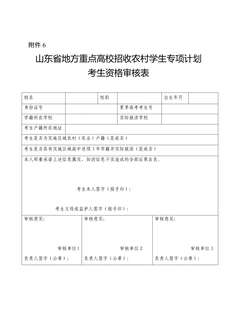 山东地方专项计划审核表_第1页