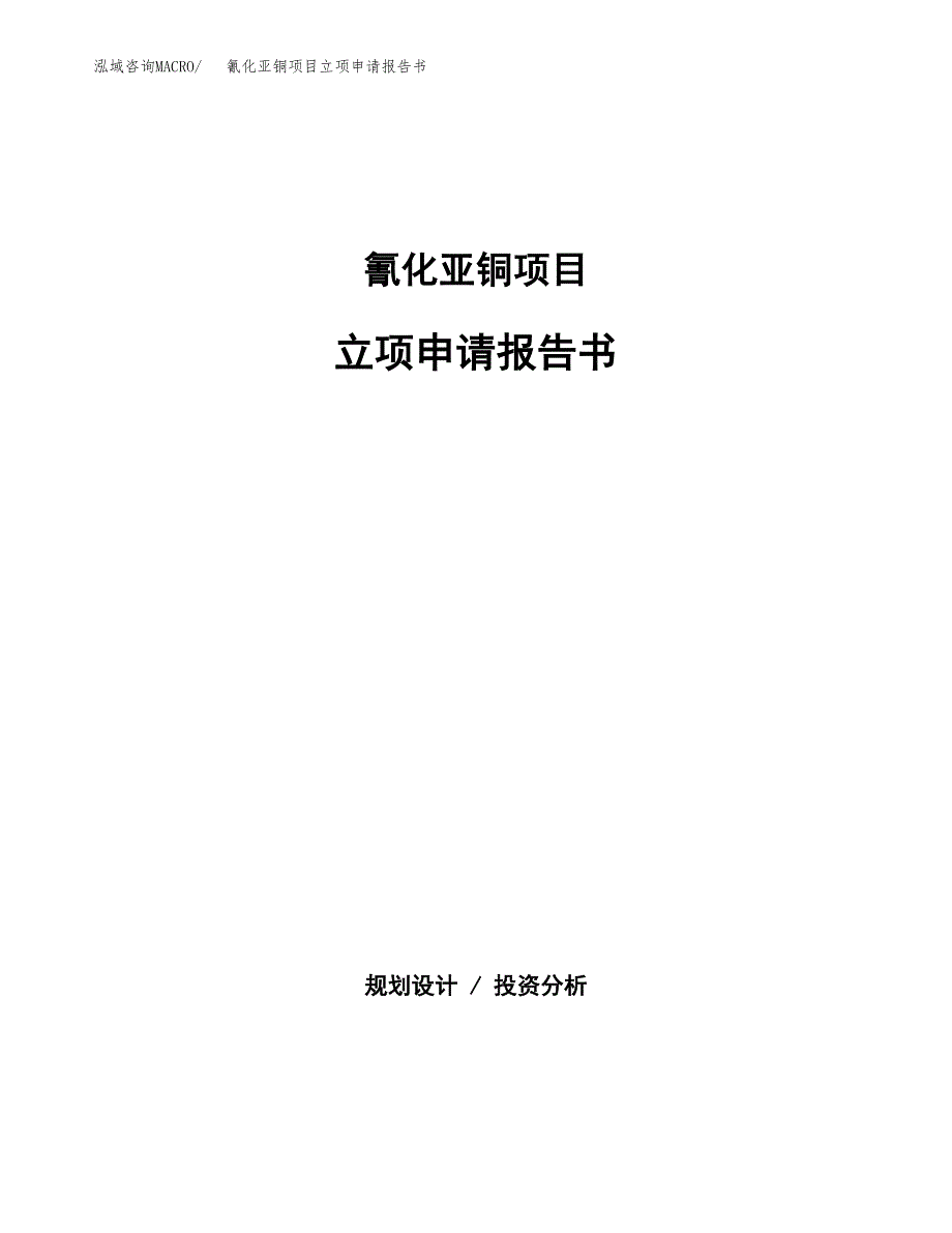 氰化亚铜项目立项申请报告书（总投资13000万元）_第1页