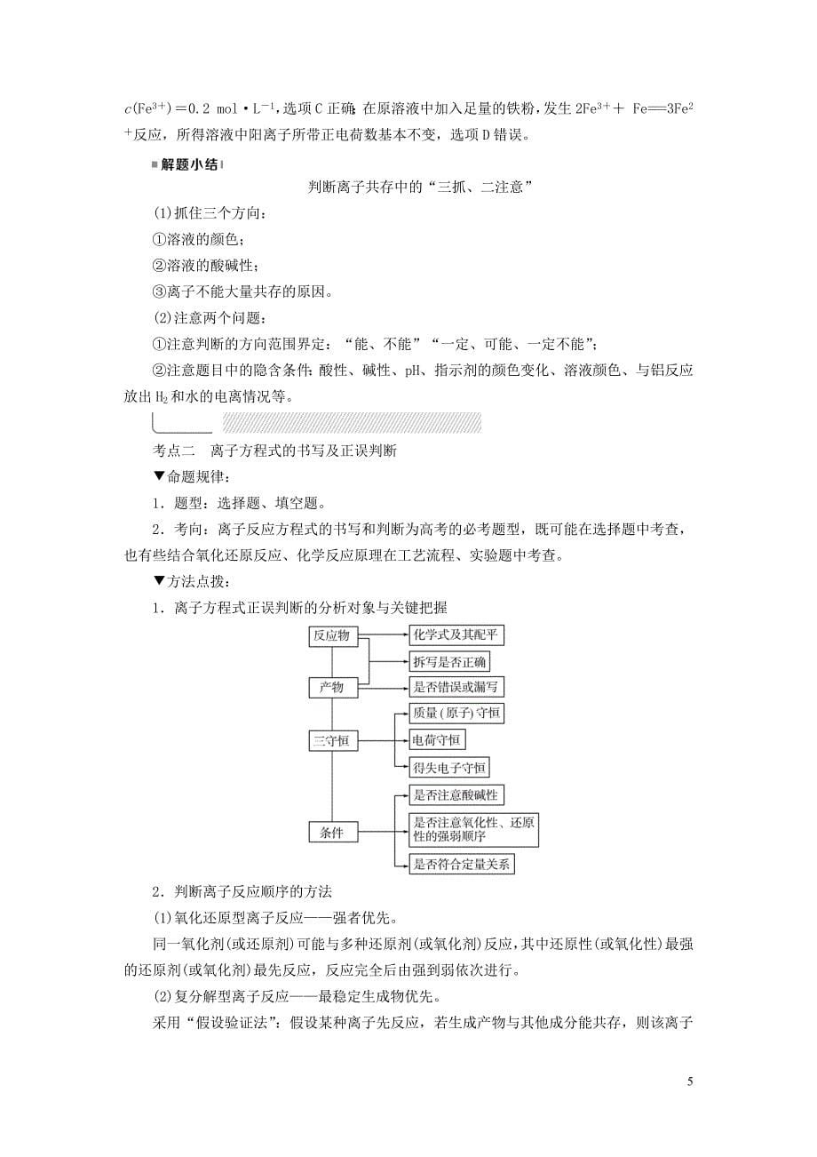 2019高考化学二轮复习 第1部分 第4讲 离子反应学案_第5页