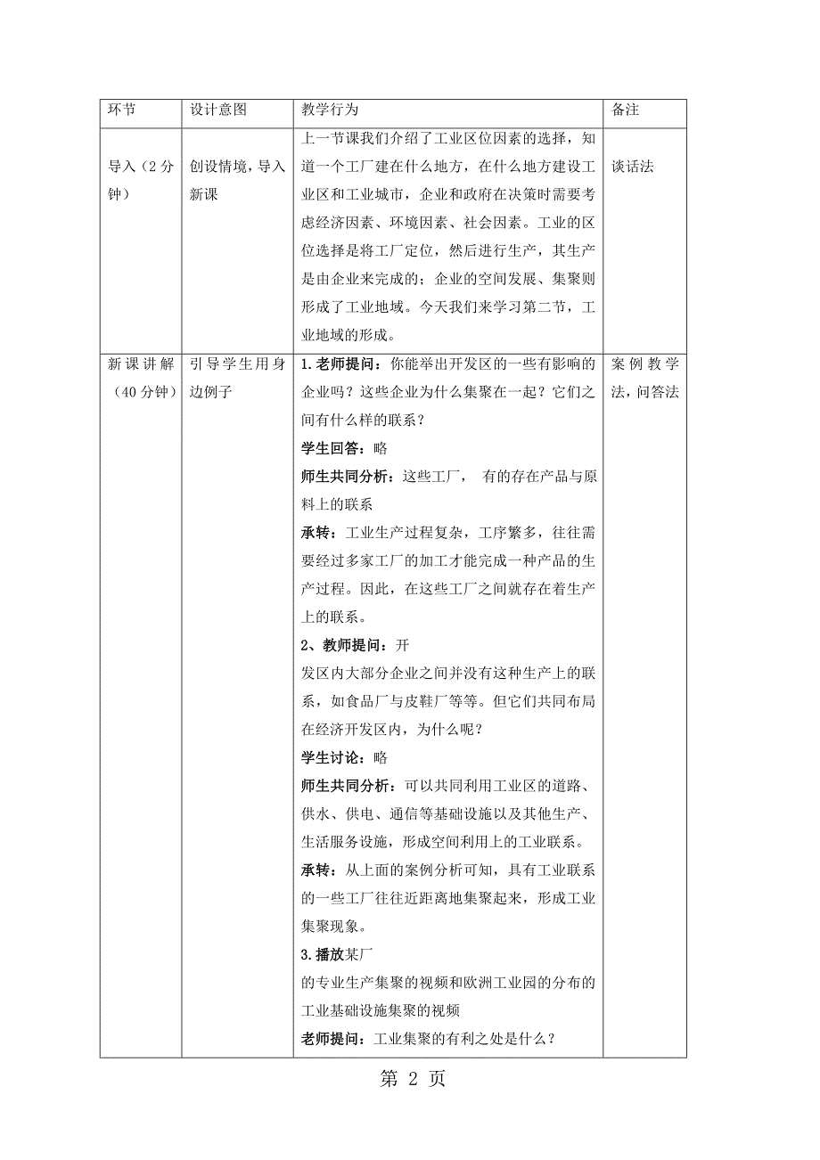 人教版高一地理必修2 4.2工业地域的形成教案_第2页