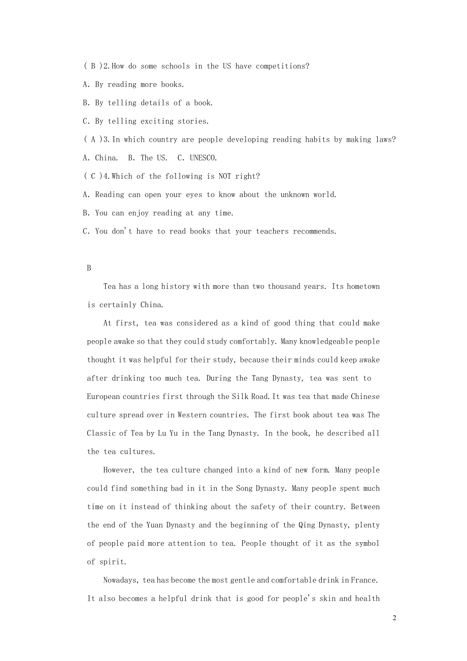 2019年中考英语选练（2）（阅读理解） 外研版_第2页