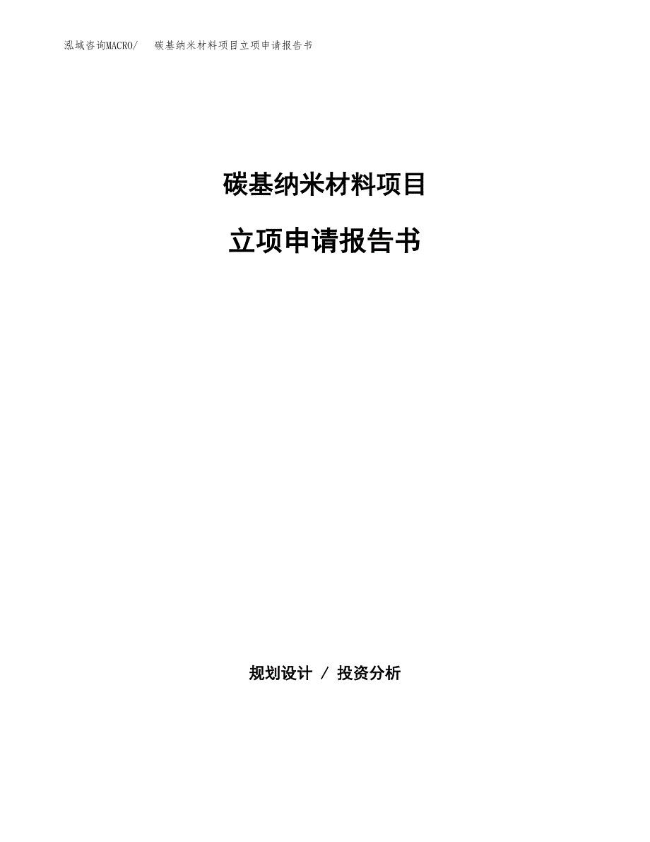 碳基纳米材料项目立项申请报告书（总投资12000万元）_第1页