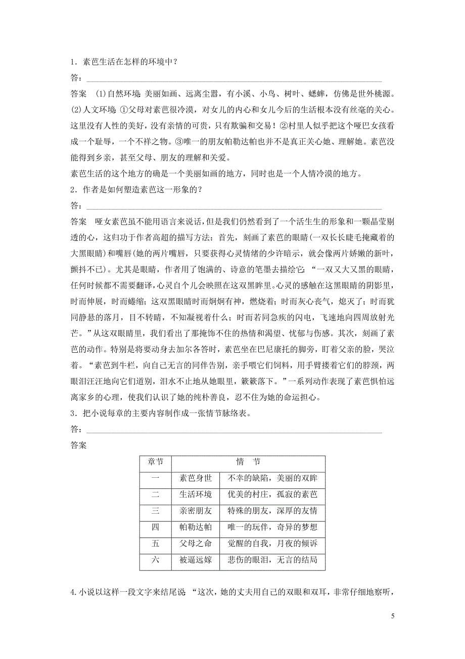 2020版高中语文 第四单元 第8课 素芭学案（含解析）新人教版选修《外国小说欣赏》_第5页