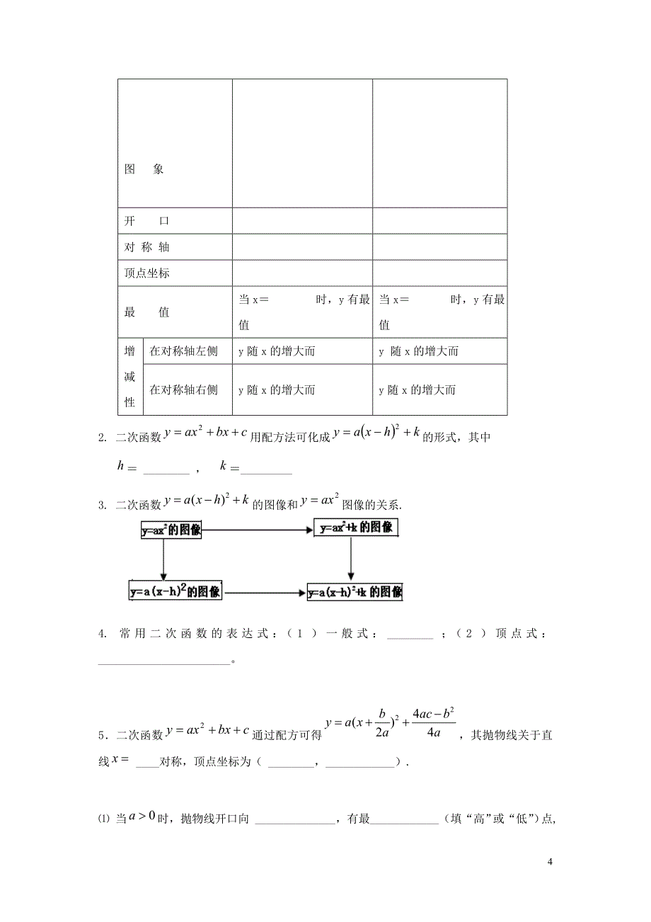 九年级数学下册 第二十六章 二次函数 26.2 二次函数的图象与性质 求二次函数的表达式学案（无答案）（新版）华东师大版_第4页