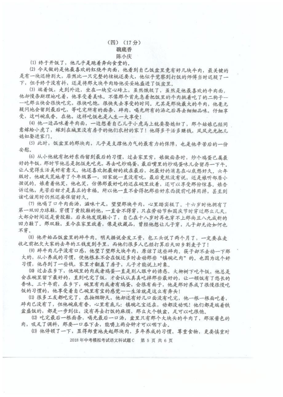 广东省汕头市潮南区两英镇2018届九年级语文5月模拟试题（pdf）_第5页