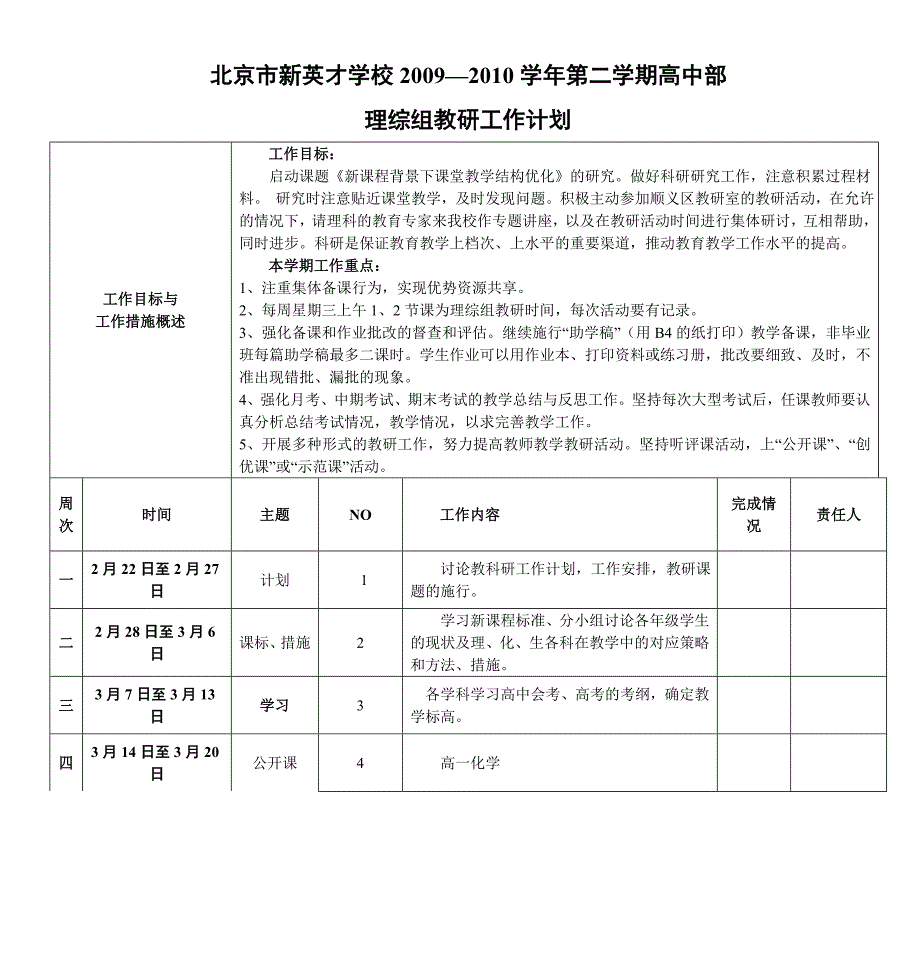 北京市新英才学校2009—2010学年第二学期高中部_第1页