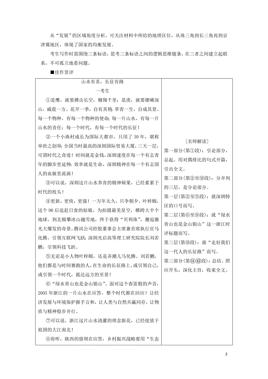 2020高考语文一轮复习 第4部分 第3讲 满分作文常见的5类结构模式教案 新人教版_第2页