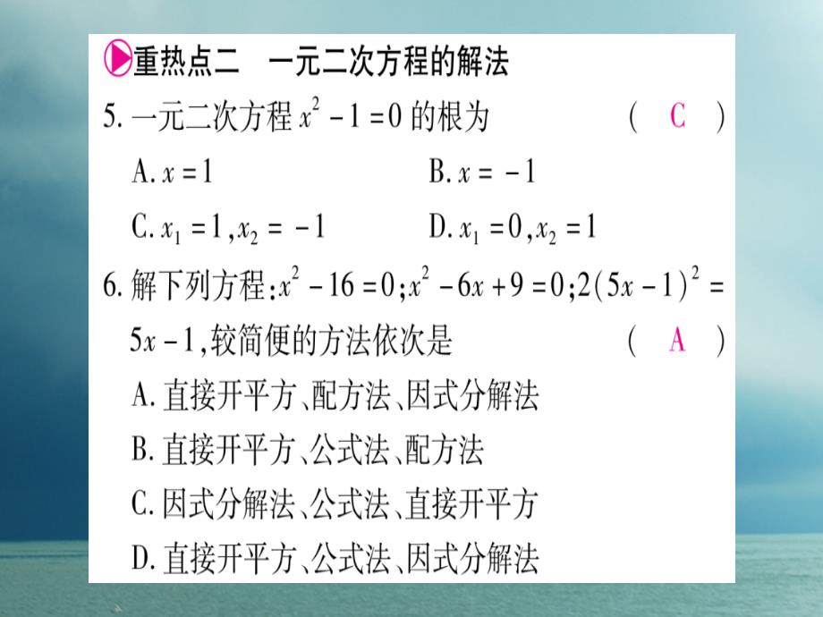 2018春八年级数学下册 第17章 一元二次方程中考重热点突破习题课件 （新版）沪科版_第4页