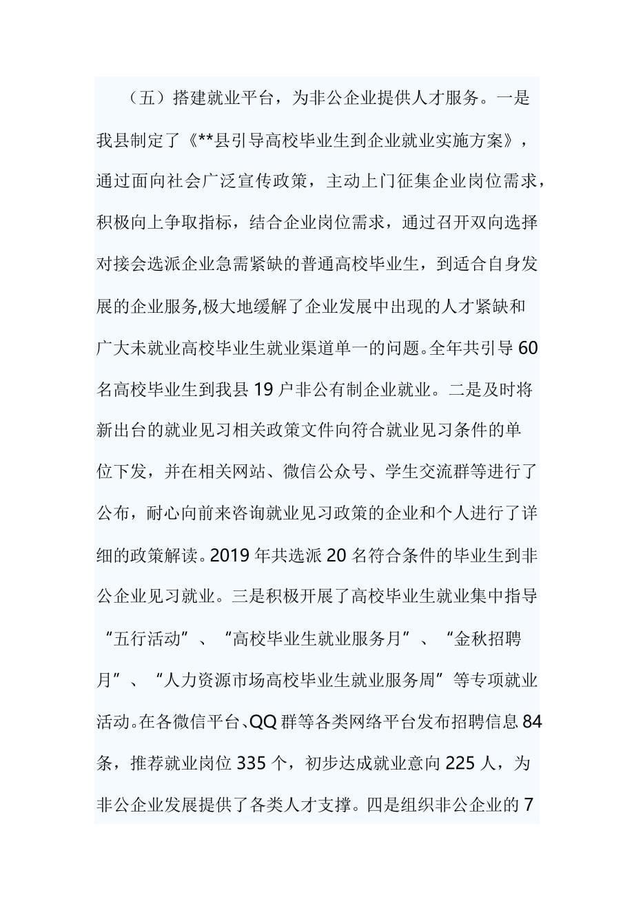 县人社局2019年支持非公有制经济发展工作总结_第5页