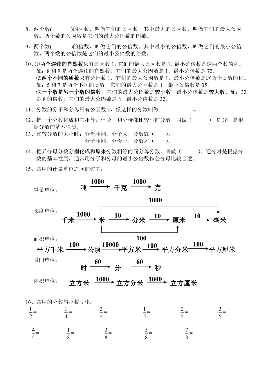 2015五年级下册数学期末复习资料要点_第3页