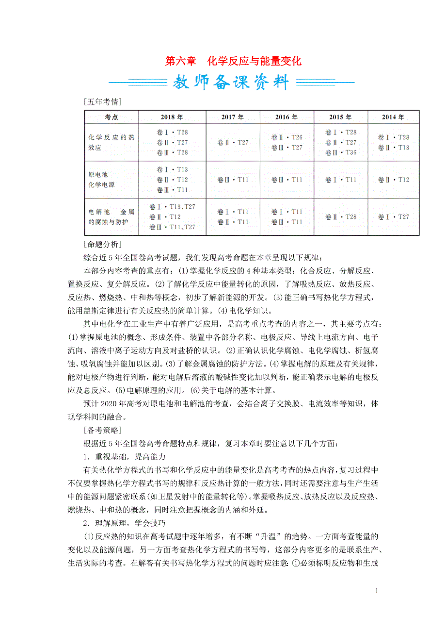 2020高考化学一轮复习 高考作业十八 化学反应的热效应（含解析）_第1页