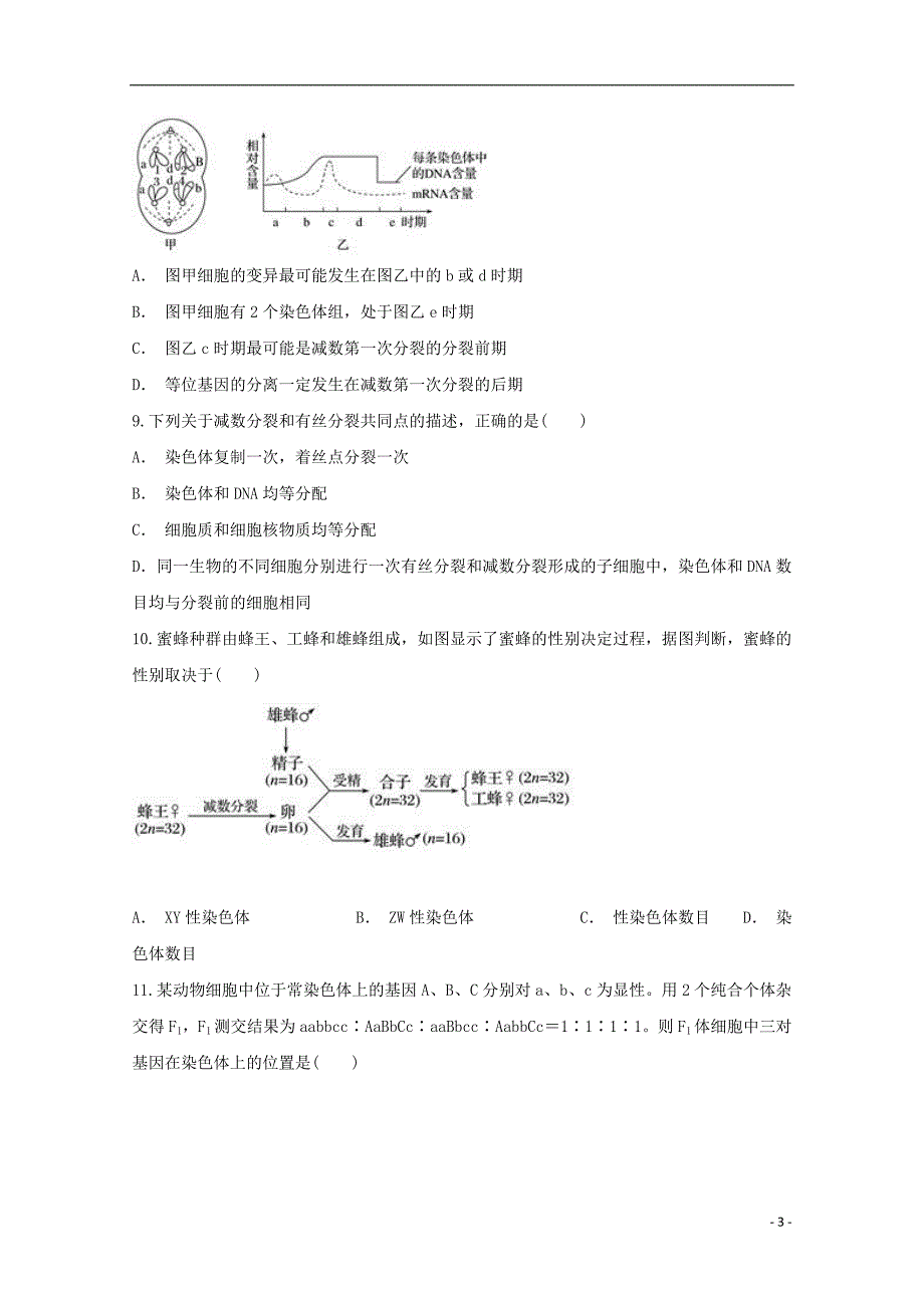 安徽省滁州市定远县育才学校2018-2019学年高一生物下学期期中试题（实验班）_第3页