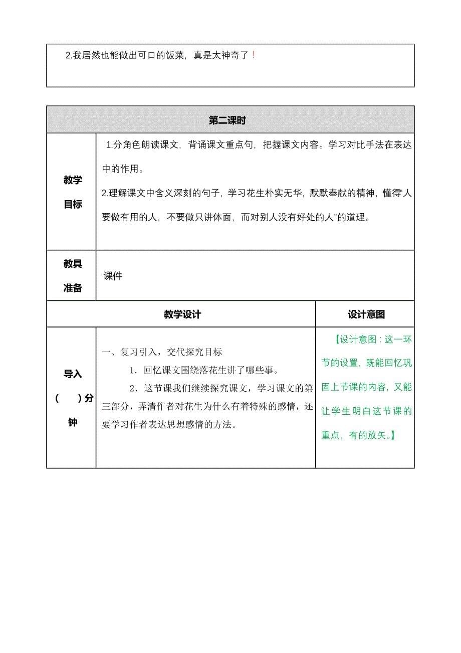 部编人教新版五年级语文上册-2落花生 教案带教学反思_第5页