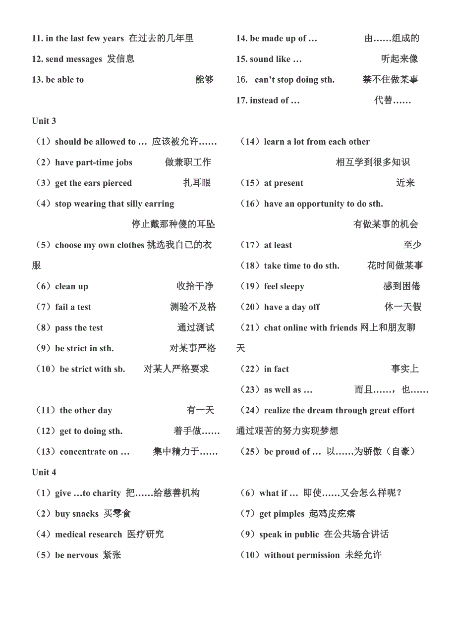 人教版英语九年级短语unit110_第2页