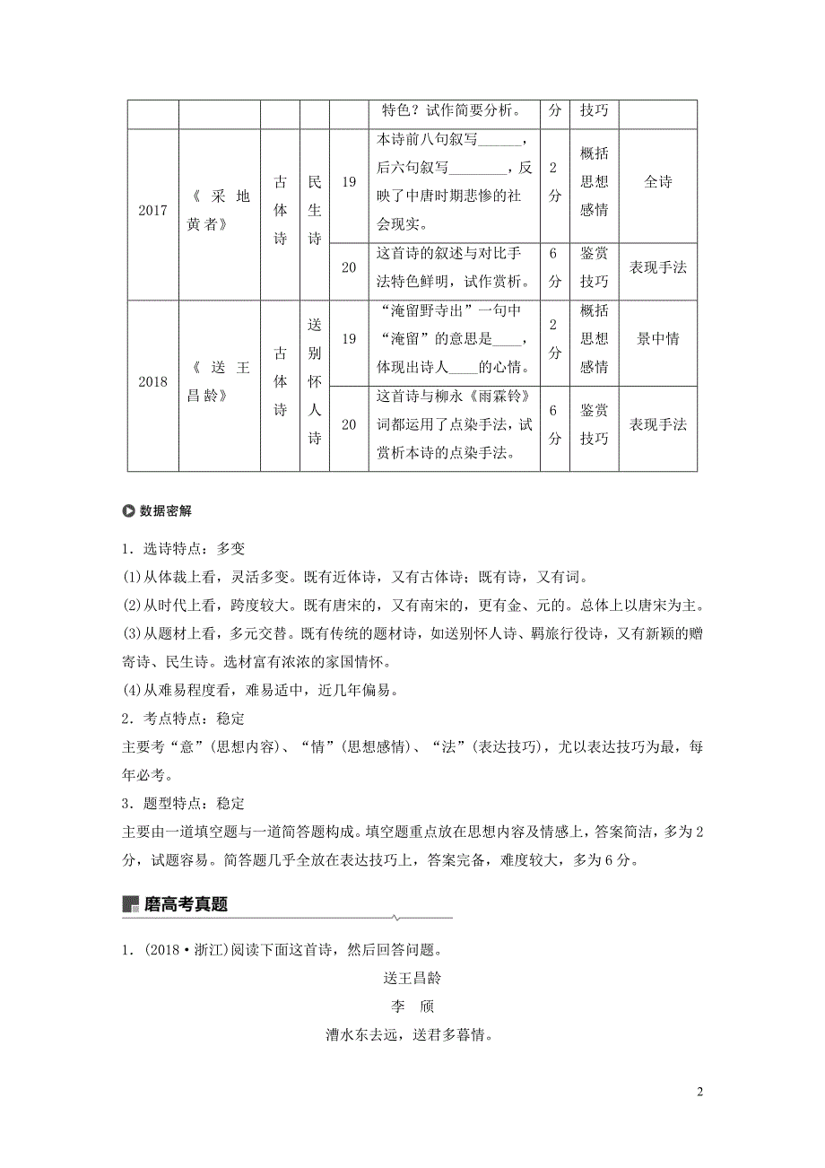 （浙江专用）2020版高考语文一轮复习 第二部分 古代诗文阅读 专题十二 古诗词鉴赏ⅱ真题研练 方向比努力更重要试题_第2页