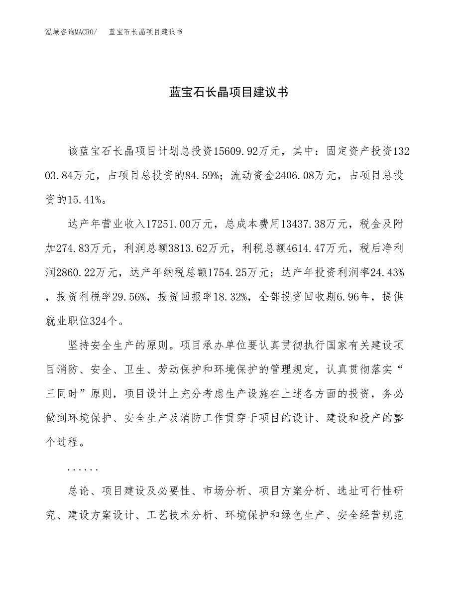 蓝宝石长晶项目建议书（总投资16000万元）.docx_第1页