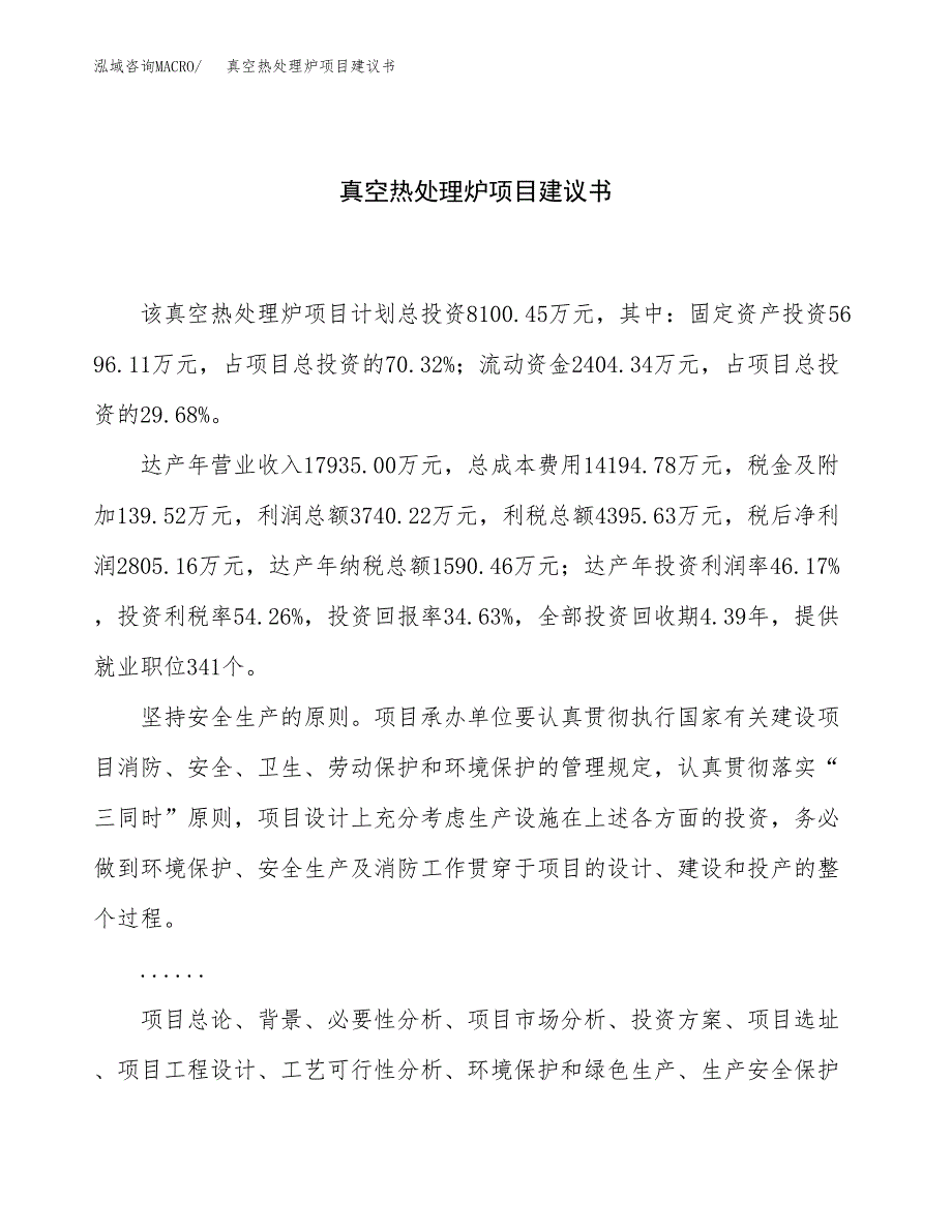 真空热处理炉项目建议书（29亩）.docx_第1页