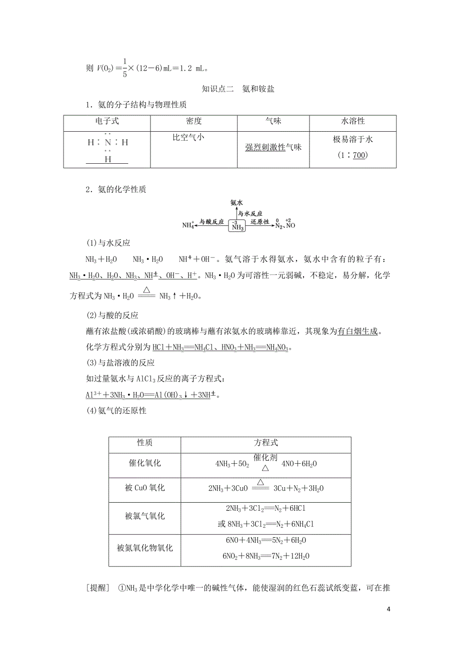 （通用版）2020高考化学一轮复习 第四章 非金属及其化合物 4.7 点点突破 氮及其重要化合物学案（含解析）_第4页