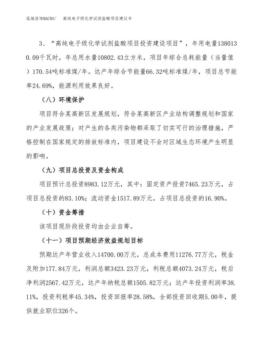 高纯电子级化学试剂盐酸项目建议书（总投资9000万元）.docx_第5页