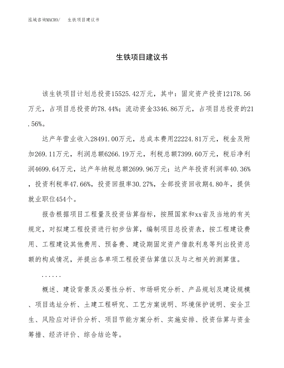 生铁项目建议书（总投资16000万元）.docx_第1页