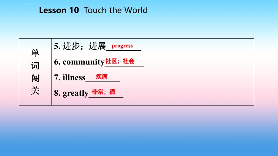 2018年秋九年级英语上册_unit 2 great people lesson 10 touch the world导学课件 （新版）冀教版_第4页