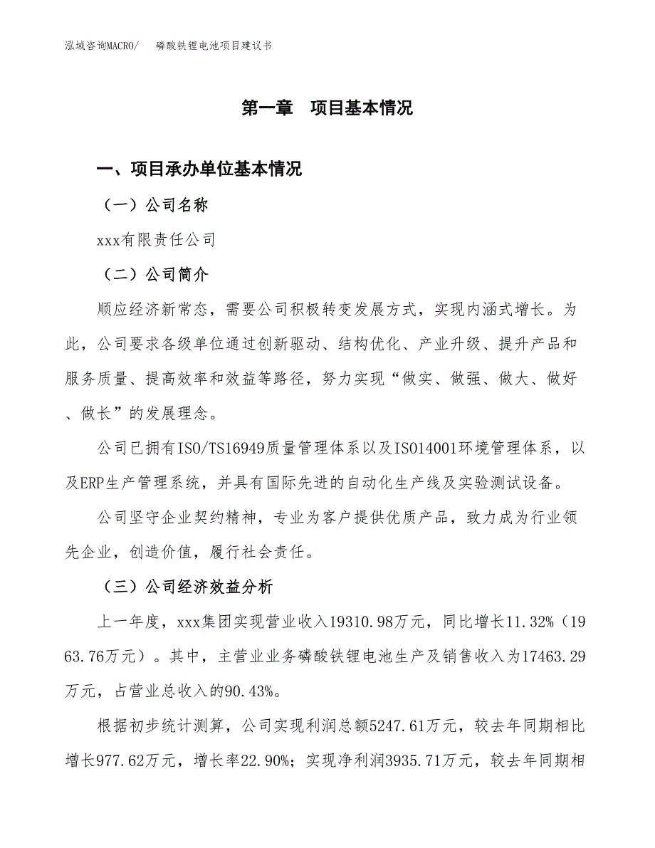 磷酸铁锂电池项目建议书（总投资15000万元）.docx_第3页