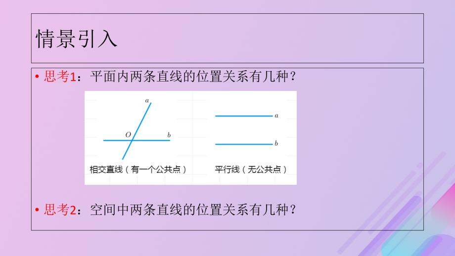 2018年高中数学_第1章 立体几何初步 1.2.2 空间两条直线的位置关系课件6 苏教版必修2_第2页