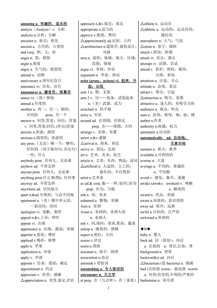 2019年浙江高考英语考纲词汇表_第2页