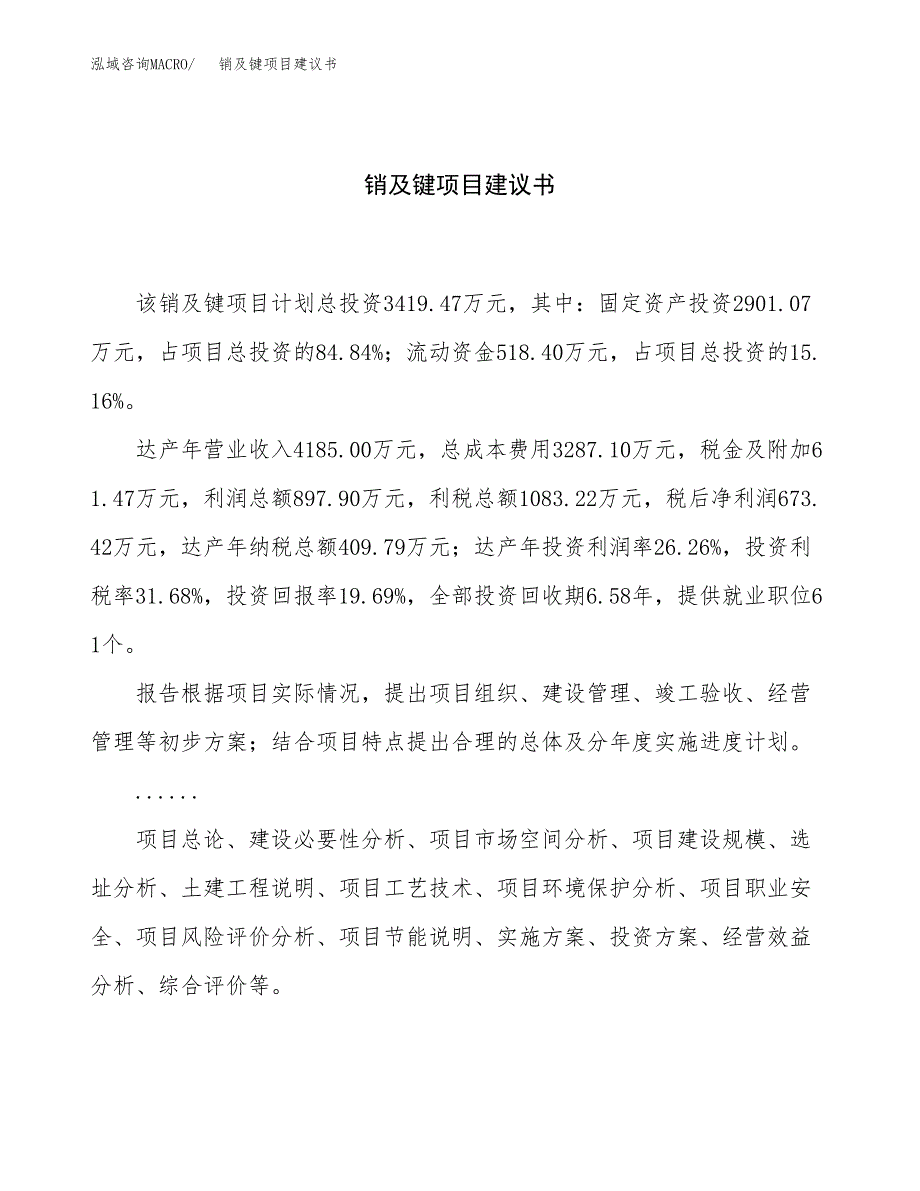 销及键项目建议书（17亩）.docx_第1页