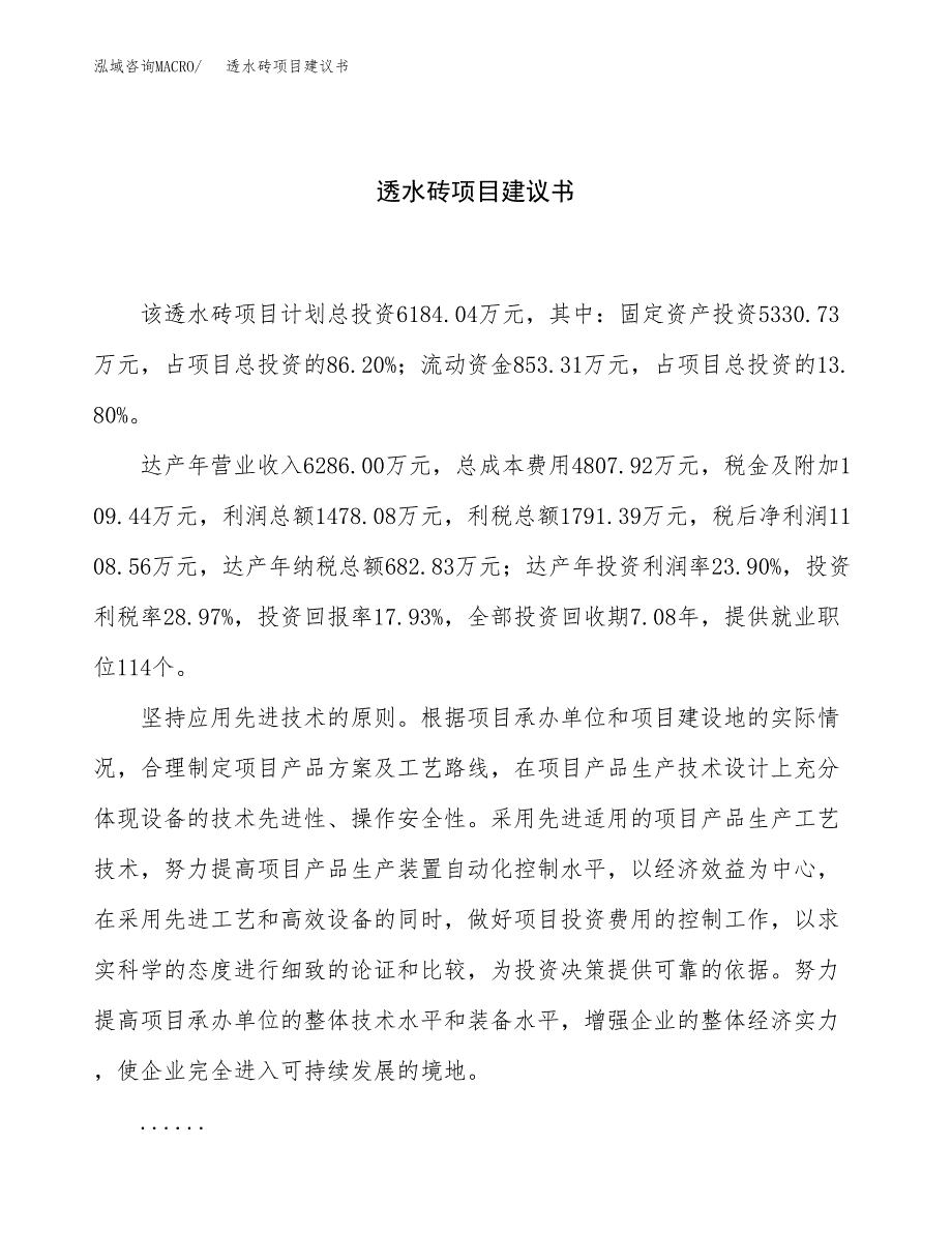 透水砖项目建议书（32亩）.docx_第1页