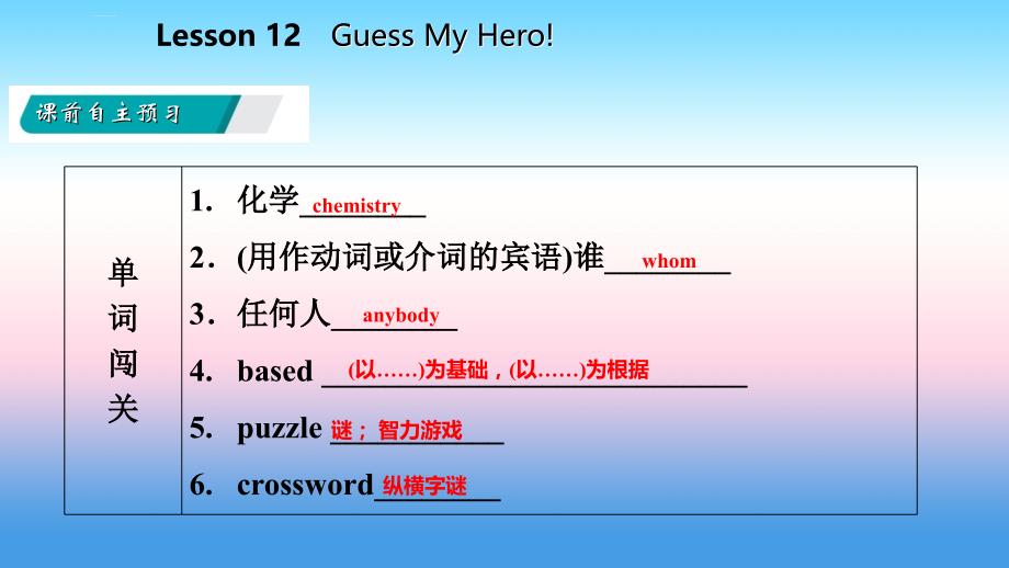 2018年秋九年级英语上册_unit 2 great people lesson 12 guess my hero导学课件 （新版）冀教版_第3页