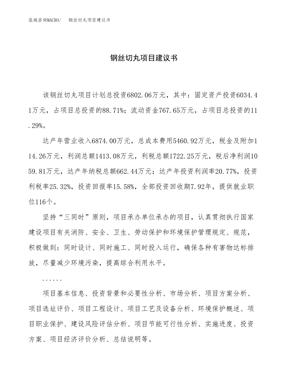 钢丝切丸项目建议书（34亩）.docx_第1页