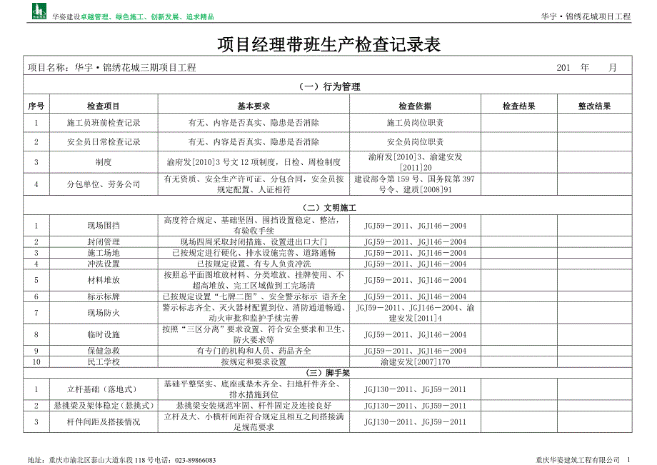 项目经理带班检查记录0_第1页