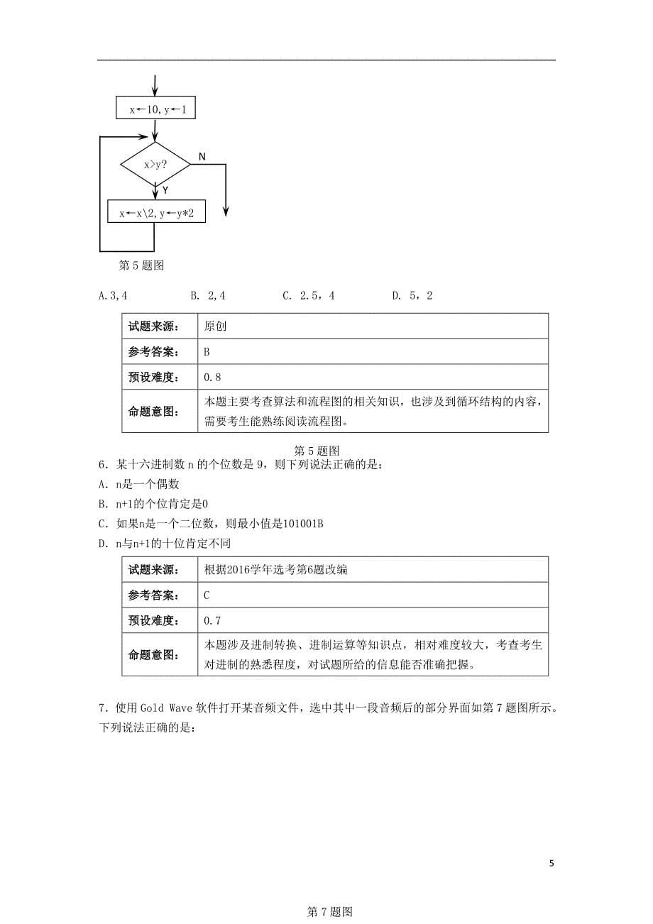 浙江省杭州市2019届高考技术命题比赛试题10_第5页