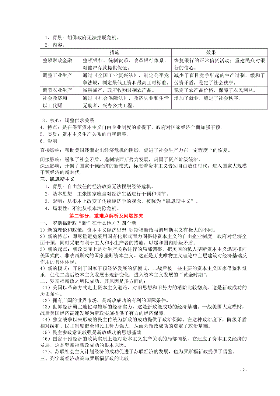 高中历史 经济史知识祥解及重难点探究 第三单元 各国经济体制的创新和调整 第15课 大萧条与罗斯福新政素材 岳麓版必修2_第2页