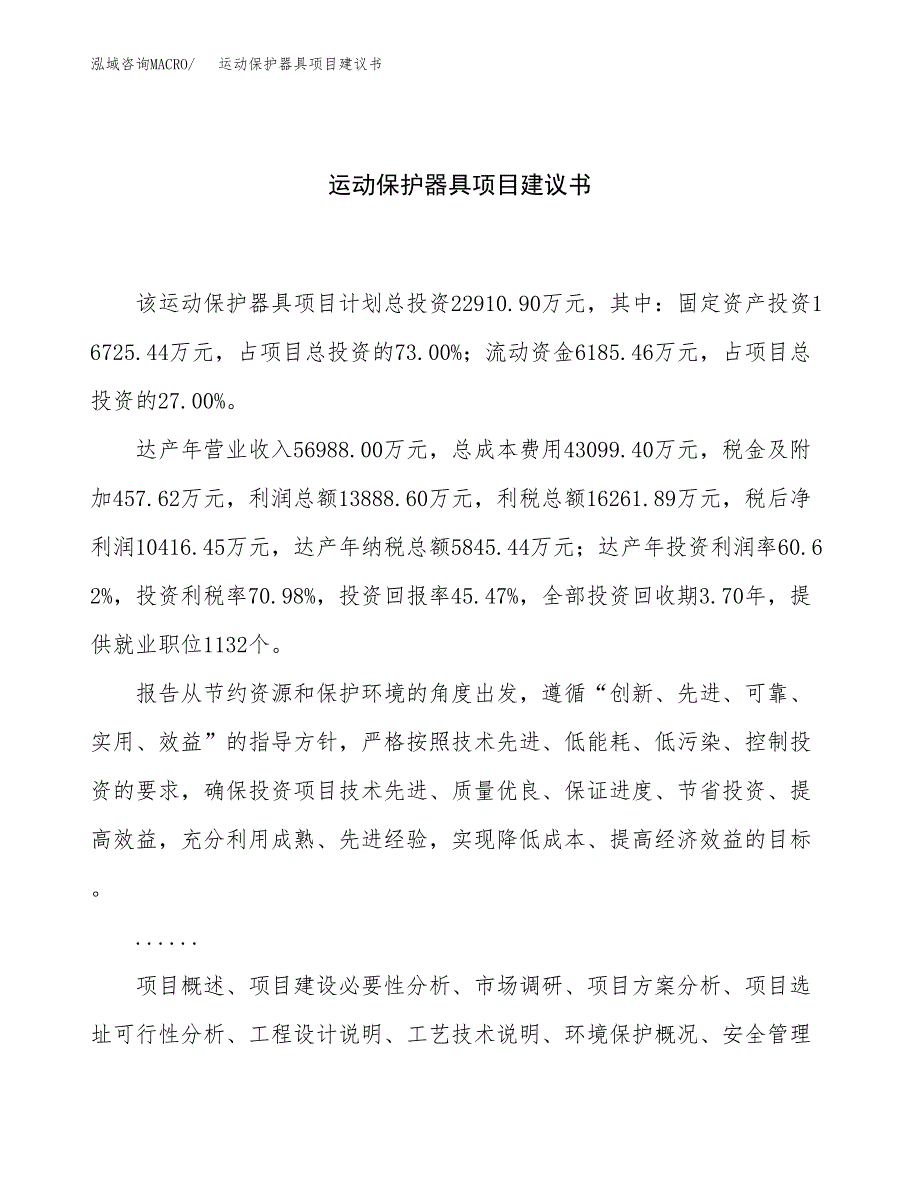 运动保护器具项目建议书（85亩）.docx_第1页