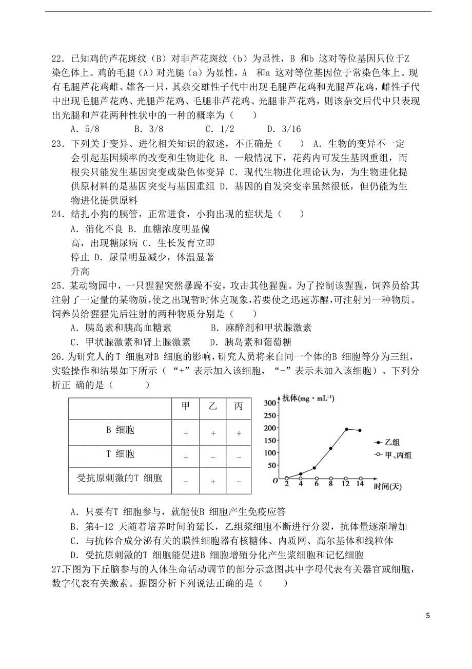 河南省2019届高三生物上学期期中试题_第5页