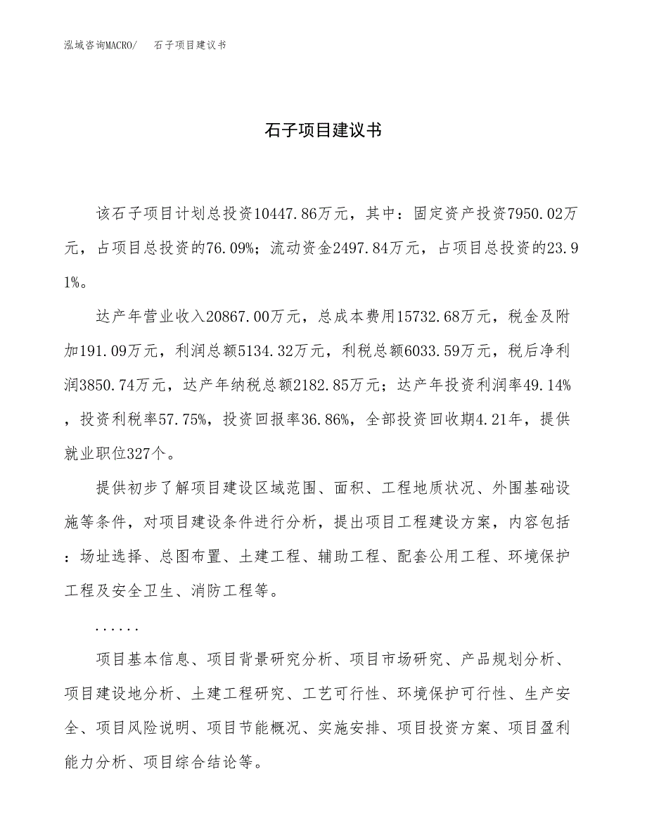 石子项目建议书（总投资10000万元）.docx_第1页