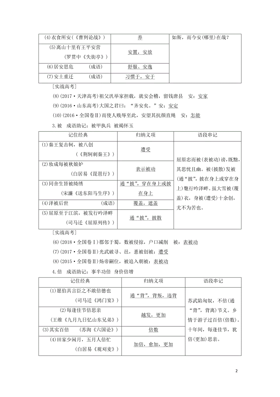 （通用版）2020高考语文一轮复习 专题一 文言文阅读 第二步 120个文言实词练中积累讲义_第2页