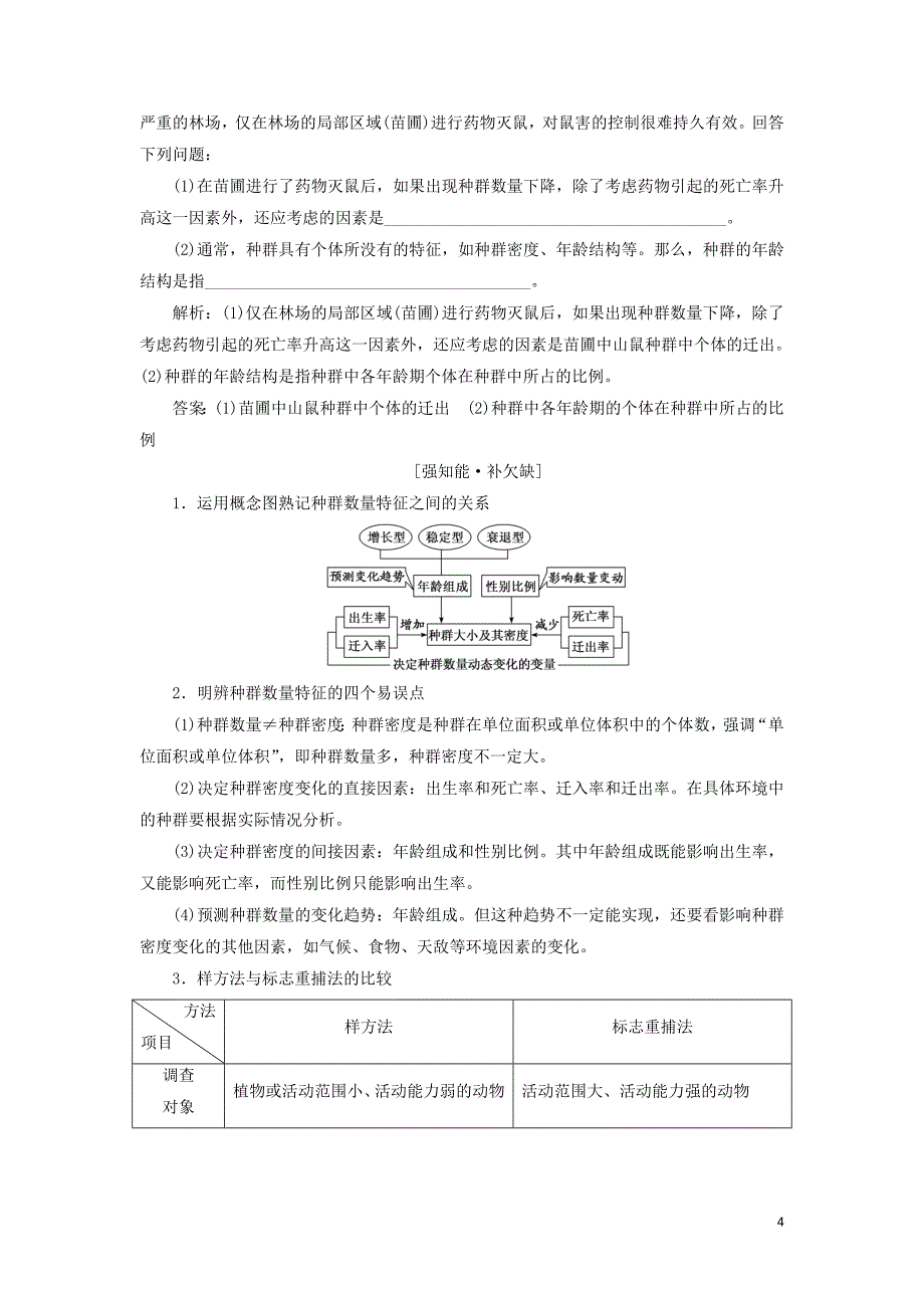 （通用版）2020版高考生物一轮复习 第三单元 第1讲 种群的特征和数量变化学案（含解析）（必修3）_第4页