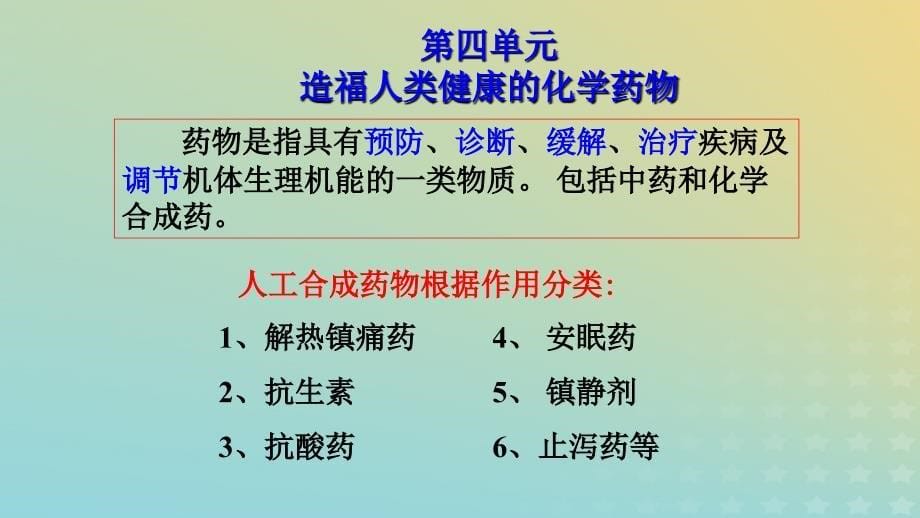 2018年高中化学_专题2 营养均衡与人体健康 第四单元 造福人类健康的化学药物课件12 苏教版选修1_第5页